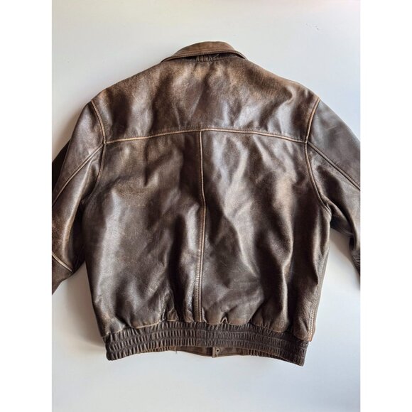Vintage WILSONS Adventure Bound Brown Leather Aviator Bomber Jacket, Size L - Picture 12 of 16